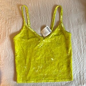 Urban outfitters Neon lime green velvet tank top XS